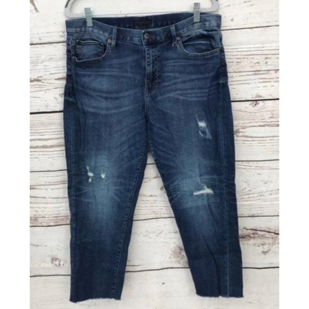 Uniqlo Mid Rise Distressed Cropped Skinny Jeans